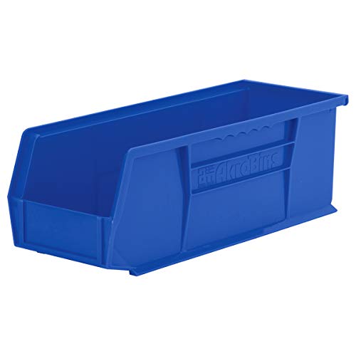 Akro-Mils 30234 AkroBins Plastic Storage Bins, Space-Saving Stackable Bins, Garage Organization Bins, Pantry Organization, Craft Storage, 15-Inch x 5-Inch x 5-Inch, Blue, 12-Pack