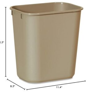 Rubbermaid Commercial Standard Series Wastebasket, 12.3"x8.3"x11.4", Beige