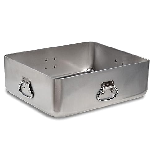 Vollrath 68391 42-Quart Wear-Ever Heavy-Duty Rectangular Open Baking Roasting Pan with Loop Handle Grip for Restaurant Catering Cafeteria | 20-7/8"L x 17-3/8"W x 7"H, Silver, 4-Gauge Aluminum, NSF