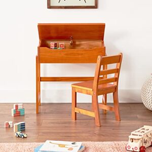 Lipper International Child's Slanted Top Desk & Chair, Pecan Finish