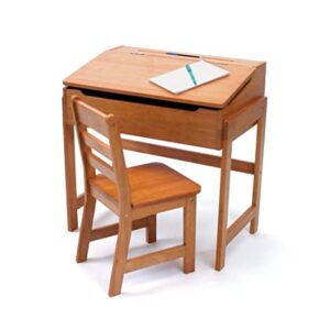 Lipper International Child's Slanted Top Desk & Chair, Pecan Finish