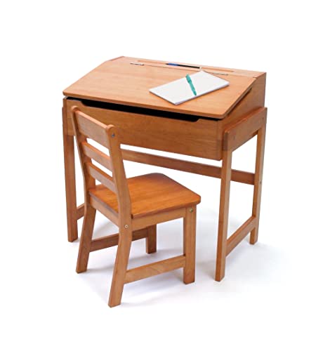 Lipper International Child's Slanted Top Desk & Chair, Pecan Finish