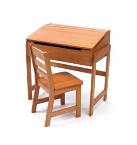 lipper international child's slanted top desk & chair, pecan finish