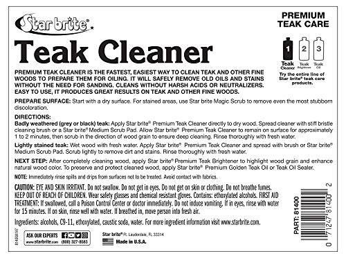 STAR BRITE Premium Teak Cleaner - Restore, Renew & Refresh Old Weathered Gray Teak Furniture & Other Fine Woods - Step 1 - 1 GAL (081400N)