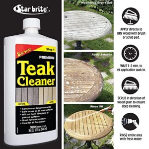 STAR BRITE Premium Teak Cleaner - Restore, Renew & Refresh Old Weathered Gray Teak Furniture & Other Fine Woods - Step 1 - 1 GAL (081400N)