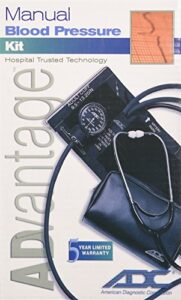 adc advantage 6005 manual blood pressure kit, includes attached stethoscope and carrying case, adult cuff, black