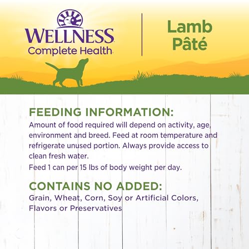 Wellness Complete Health Natural Wet Canned Dog Food, Lamb & Sweet Potato, 12.5-Ounce Can (Pack of 12)