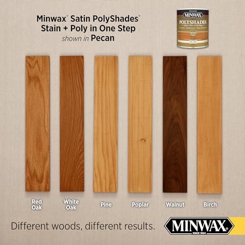 1 qt Minwax 61320 Pecan PolyShades Wood Stain And Polyurethane, Satin