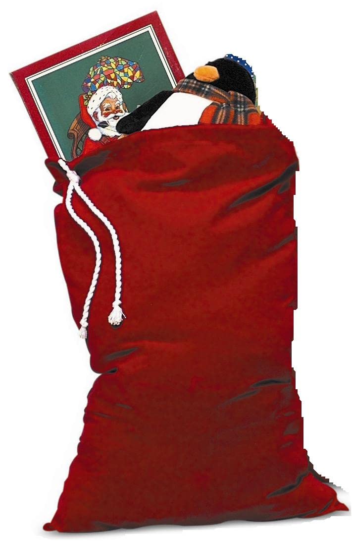 SANTA TOY BAG BURGUNDY VELVET