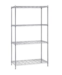 quantum storage systems wr74-2430c starter kit for 74' high 4-tier wire shelving unit, chrome finish, 24' width x 30' length x 74' height