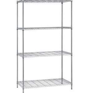 Quantum Storage Systems WR74-2430C Starter Kit for 74' High 4-Tier Wire Shelving Unit, Chrome Finish, 24' Width x 30' Length x 74' Height