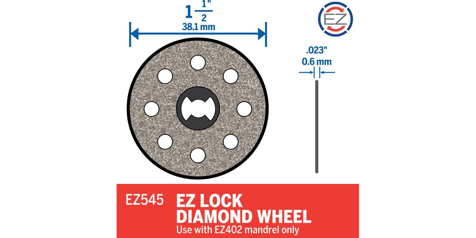 Dremel EZ545 1-1/2-Inch EZ Lock Diamond Cutting Wheel - Rotary Tool Accessory, Perfect for Tile and Metal Cutting