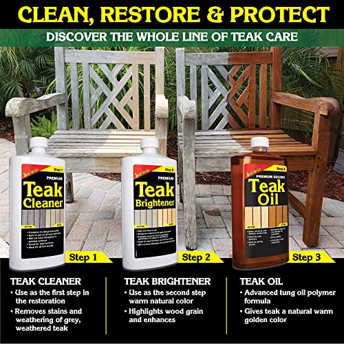 STAR BRITE Premium Teak Cleaner - Restore, Renew & Refresh Old Weathered Gray Teak Furniture & Other Fine Woods - Step 1 - 1 GAL (081400N)