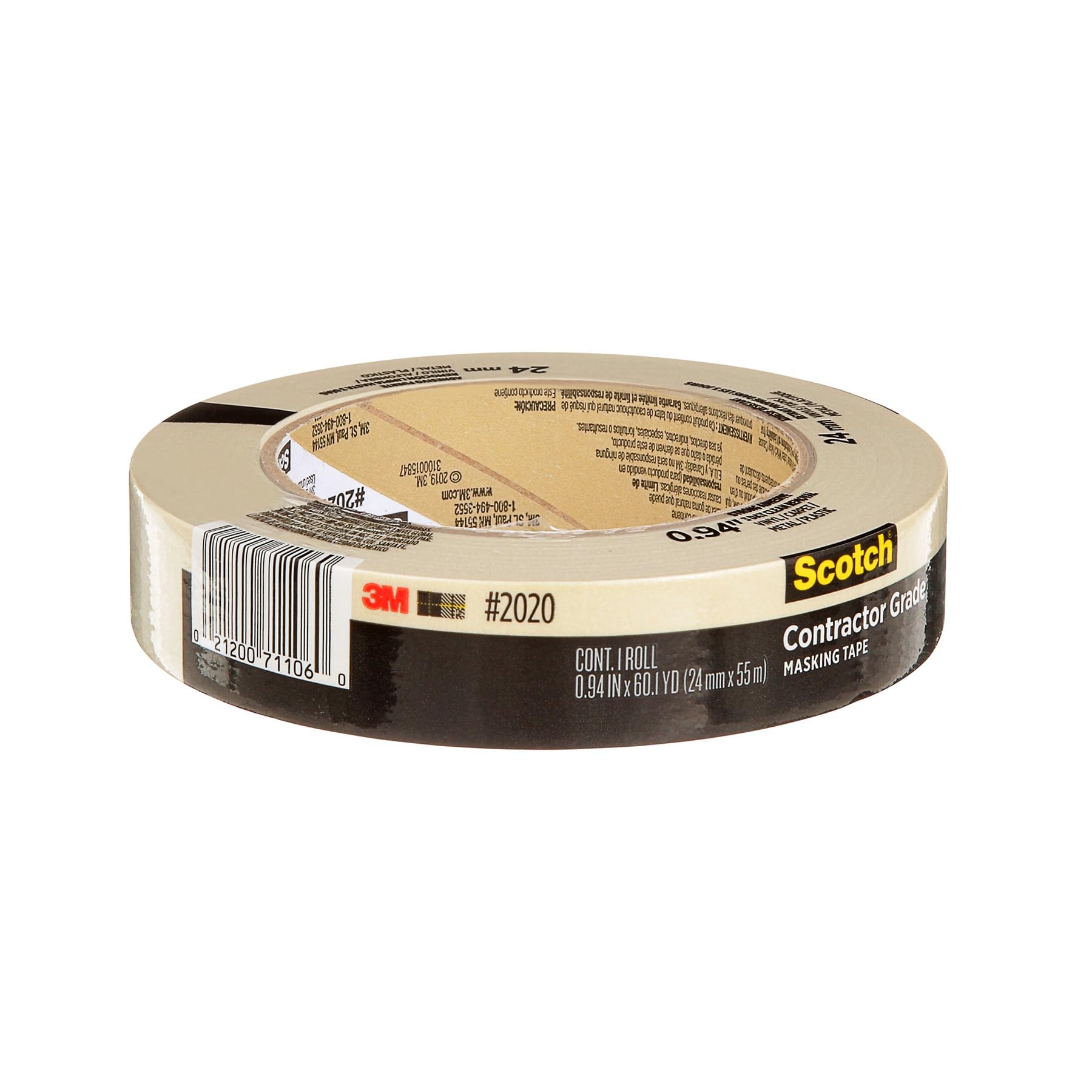 3M Highland Economy Masking Tape (MMM260024ARL), 1 Inches Width x 60 Yards Length