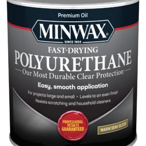 1 qt Minwax 63005 Clear Fast-Drying Oil-Based Polyurethane, Semi-Gloss