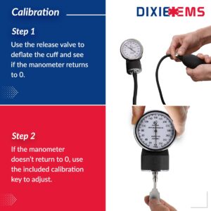 Dixie EMS Aneroid Sphygmomanometer Kit, Manual Blood Pressure Monitor Set with 5 Cuffs for Infant, Child, Adult, Large Adult, Thigh, & Carrying Case – Blue