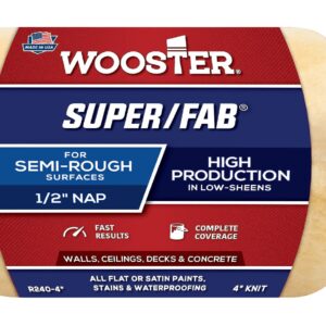 Wooster Brush R240-4 Super/Fab Roller Cover, 1/2-Inch Nap, 4-Inch