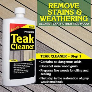 STAR BRITE Premium Teak Cleaner - Restore, Renew & Refresh Old Weathered Gray Teak Furniture & Other Fine Woods - Step 1 - 1 GAL (081400N)