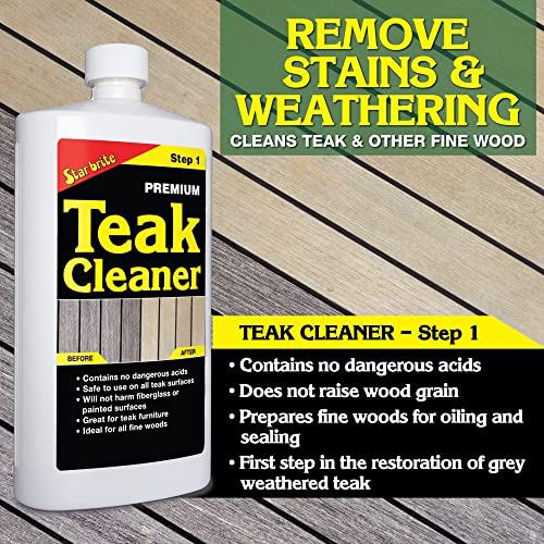 STAR BRITE Premium Teak Cleaner - Restore, Renew & Refresh Old Weathered Gray Teak Furniture & Other Fine Woods - Step 1 - 1 GAL (081400N)