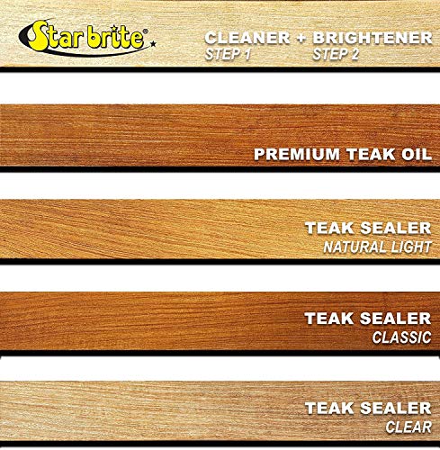 STAR BRITE Premium Teak Cleaner - Restore, Renew & Refresh Old Weathered Gray Teak Furniture & Other Fine Woods - Step 1 - 1 GAL (081400N)