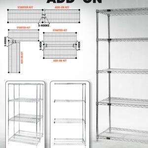 Quantum Storage Systems WR74-2430C Starter Kit for 74' High 4-Tier Wire Shelving Unit, Chrome Finish, 24' Width x 30' Length x 74' Height