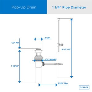 Danze D495002 1-1/4-Inch Metal Pop-Up Drain Assembly with Lift Rod and Overflow, Chrome