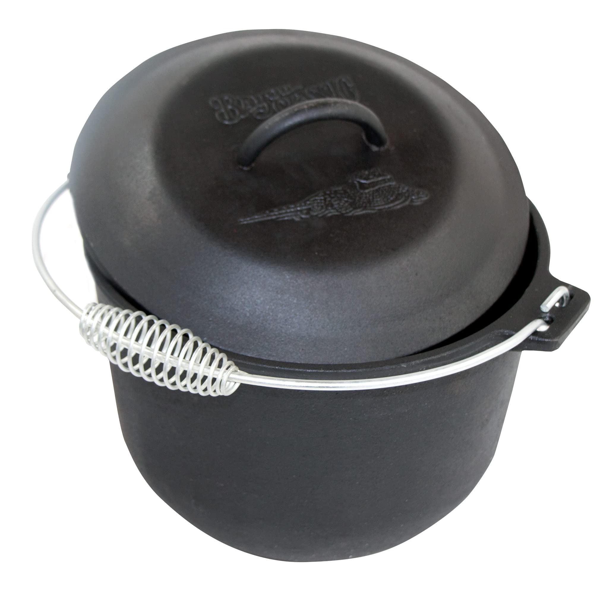 Bayou Classic 6-qt Pre-Seasoned Cast Iron Covered Soup Pot w/Domed Self-Basting Lid Features Rounded Interior Flat Bottom Exterior Perfect For Slow Cooking Soups or Stews and Simmering Risotto