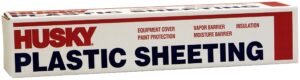 1-roll of 12’ x 100’ poly-america 412c husky clear 4-mil low density plastic sheeting