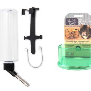 Lixit 8oz Aquarium and Wire Cage Water Bottle for Mice, Hamsters and Other Small Animals (8oz + Bowl)