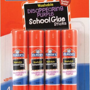 Elmer's E543 Washable School Glue Sticks, Disappearing Purple, 4/Pack