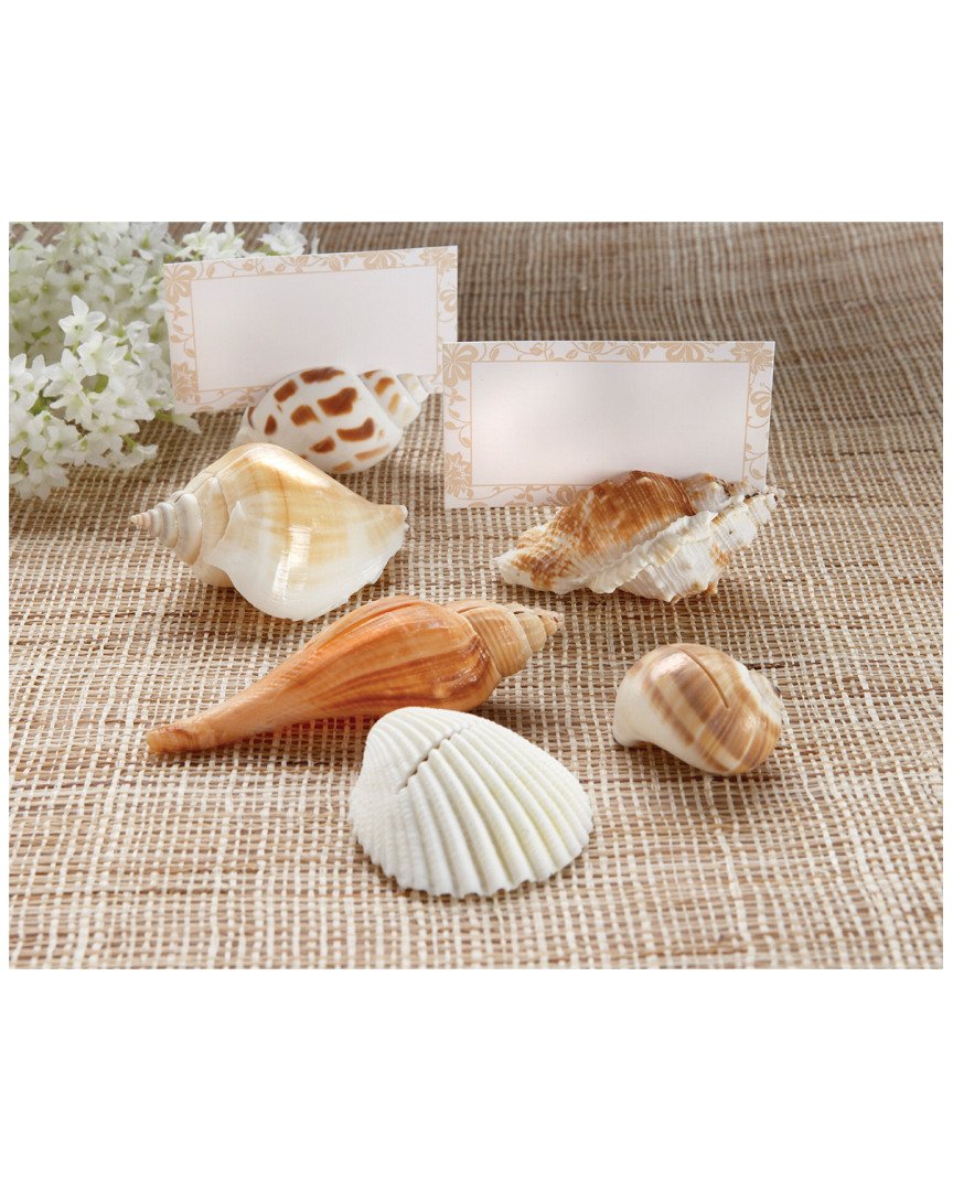 "Shells by the Sea" Authentic Shell Placecard Holders with Matching Placecards (Set of 6)