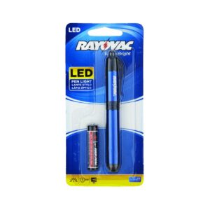 rayovac led pen light flashlight, flashlight with clip for pockets, purses and desks, flash light with aaa battery included, pack of 1