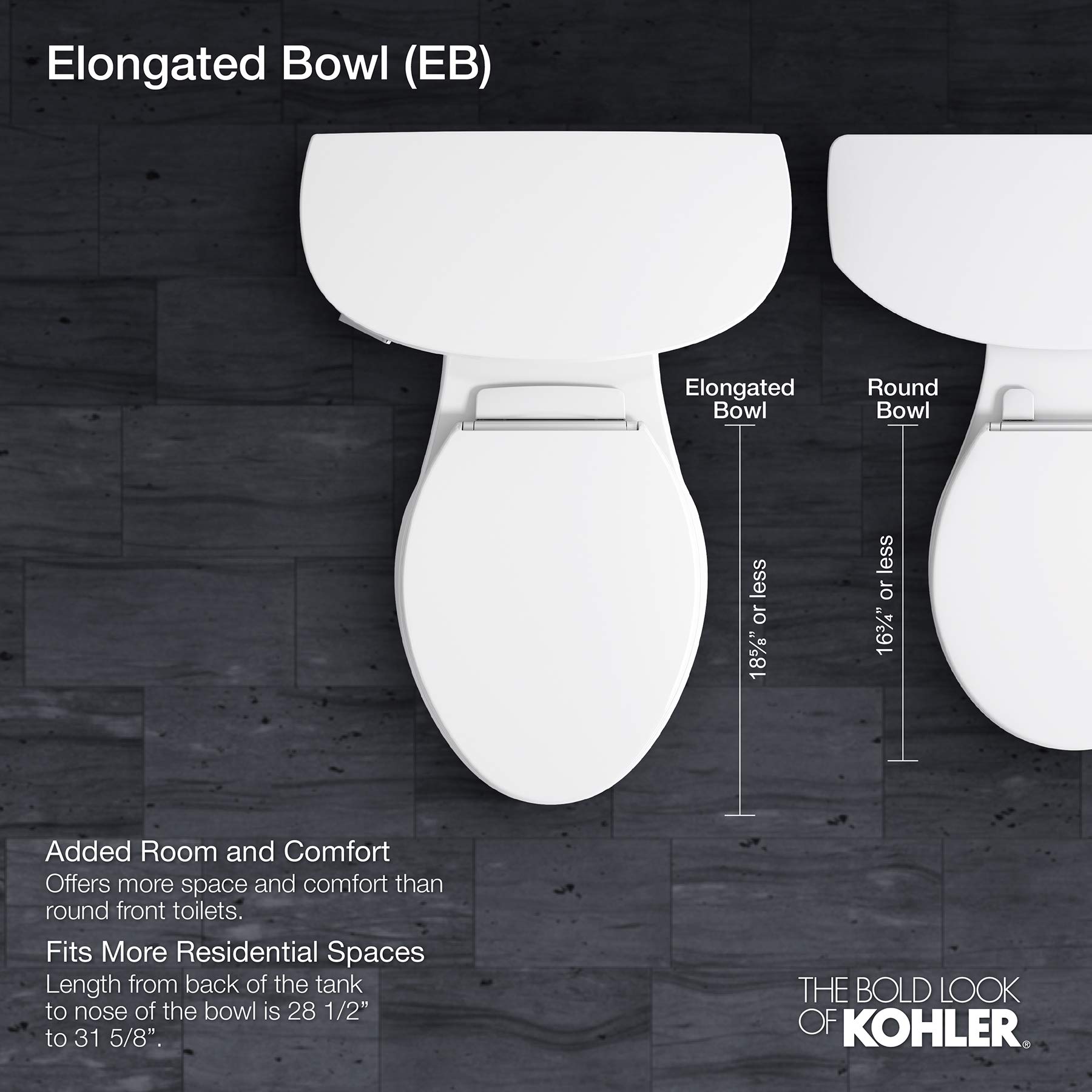 Kohler 3505-0 Wellworth Classic Two-piece elongated 1.6 gpf toilet, White