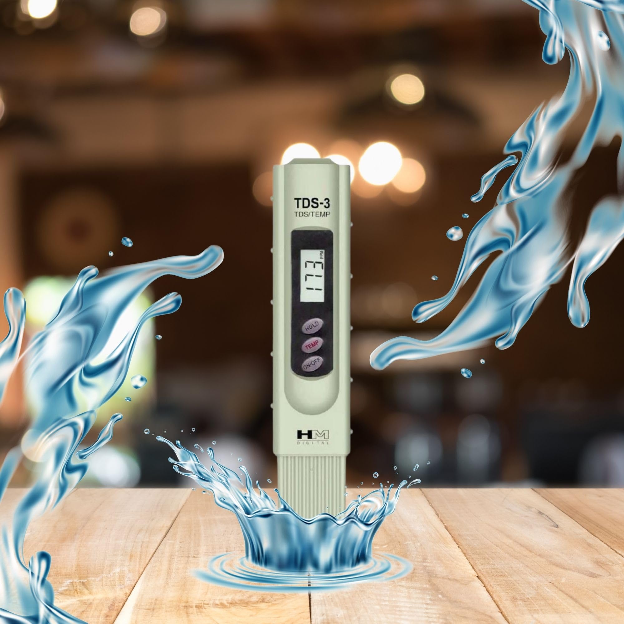 HM Digital TDS-3 Handheld TDS Meter With Carrying Case, 0 - 9990 ppm TDS Measurement Range, 1 ppm Resolution, +/- 2% Readout Accuracy