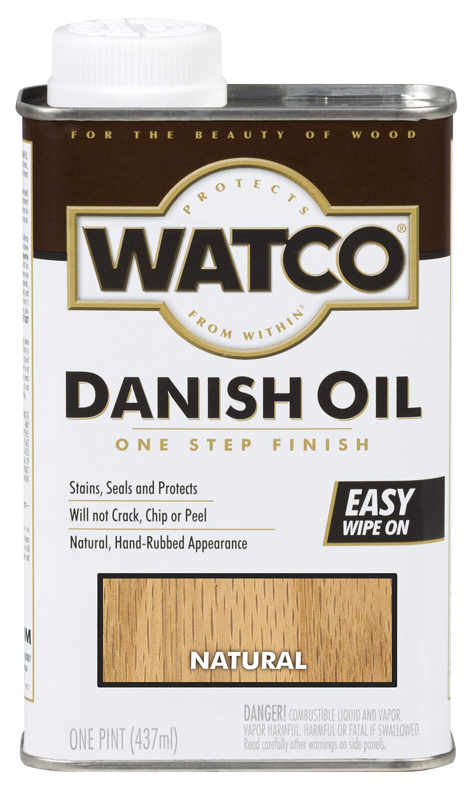 RUST-OLEUM Watco 65751 Danish Oil Wood Finish, Pint, Natural, 16 Fl Oz