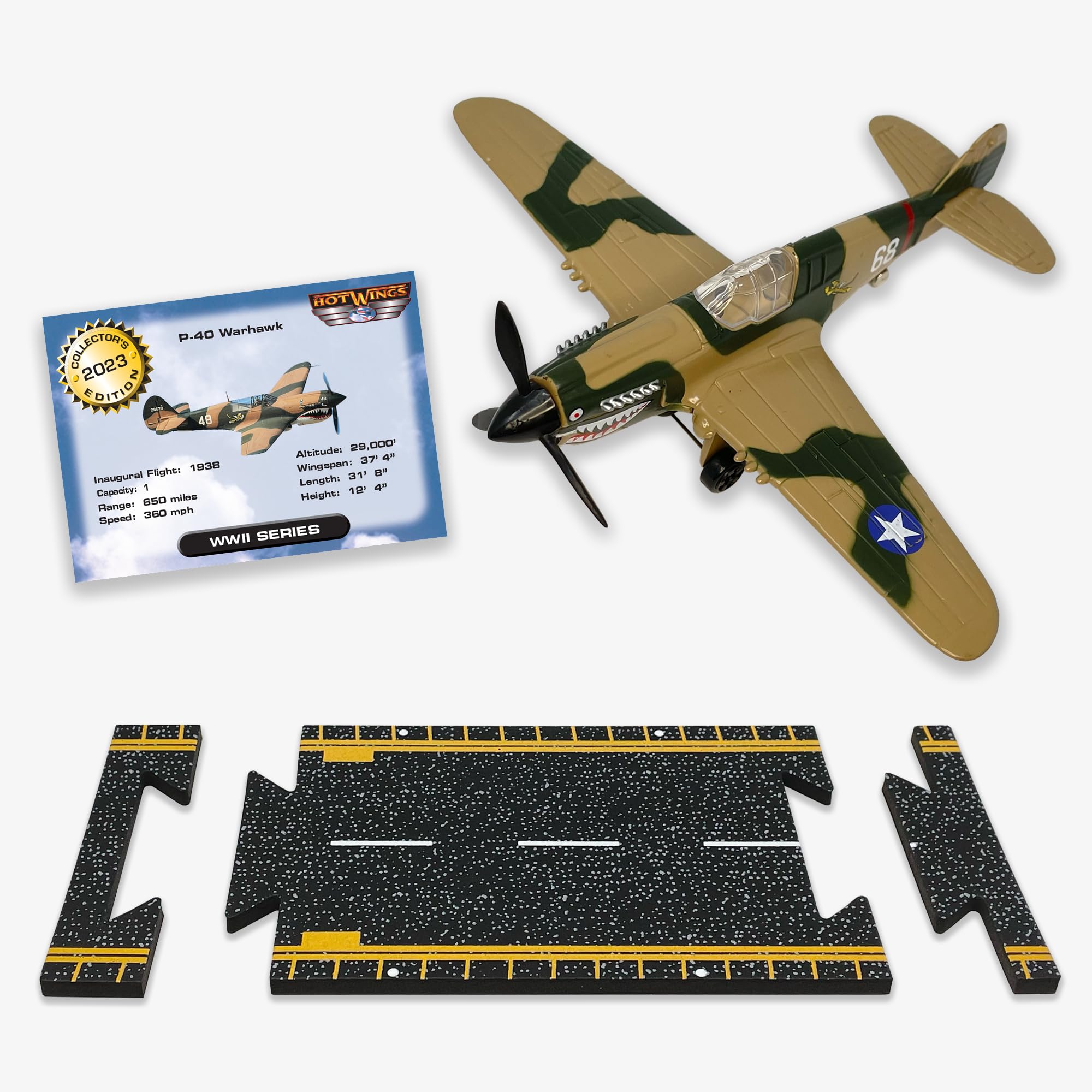 Hot Wings Planes P-40 War Hawk with Connectible Runway Die Cast Plane in Aviation Museums Nationwide