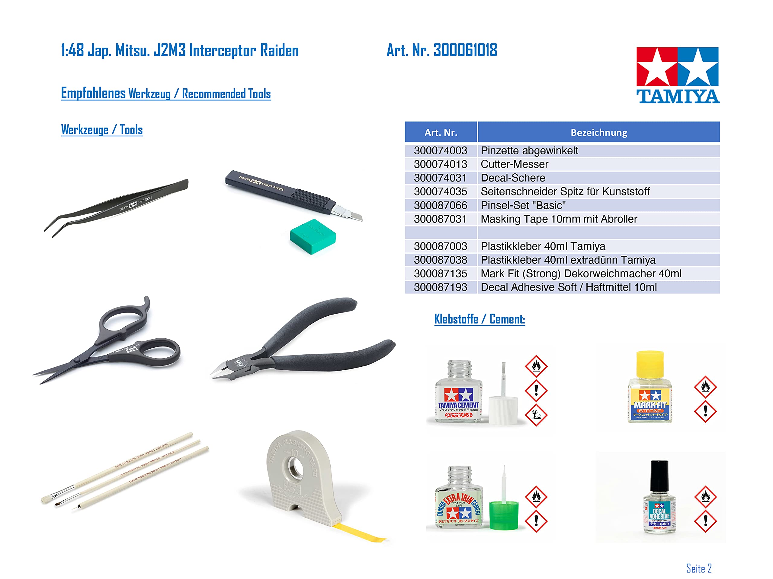 Tamiya Models Mitsubishi J2M3 Raiden (Jack) Model Kit