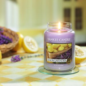 Yankee Candle Lemon Lavender Scented, Classic 22oz Large Jar Single Wick Candle, Over 110 Hours of Burn Time, Ideal for Gifting, Events, and Home Fragrance