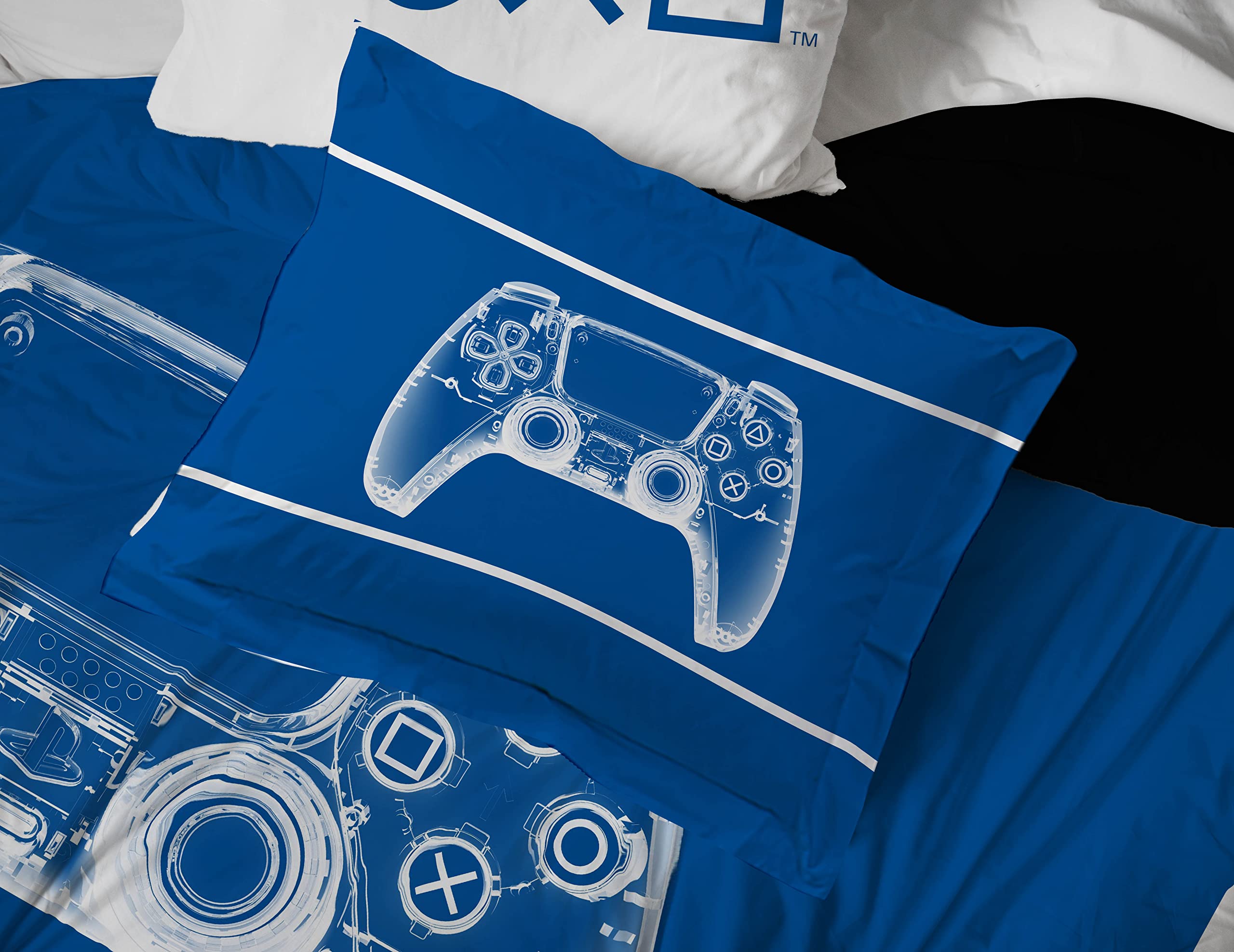 PlayStation X-Ray Gamer 5 Piece Twin Size Bed Set - Includes Comforter & Sheet Set - Super Soft Kids Bedding Fade Resistant Microfiber (Official Product)