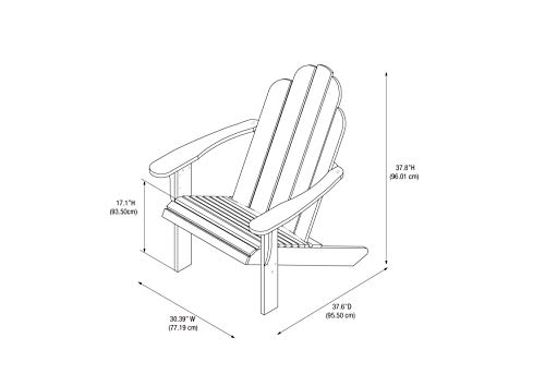 Linon Red Adirondack Chair, 30.4" W x 37.6" D x 37.8" H