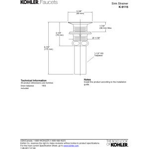 KOHLER SINK STRAINER 1-1/2"