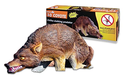 Bird-X 3D Coyote Decoy, Lifelike Predator Replica, Coyote Decoy with Moving Tail and Realistic Markings, Easy to Install, Covers up to 1 Acre of Land, 32" x 8" x 30"