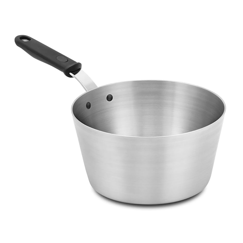 Tapered Nat. Finish Aluminum 5.5 qt Sauce Pan w/TriVent Handle