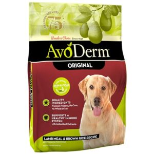 avoderm natural dry dog food, for skin & coat, lamb & rice formula, 15 pound