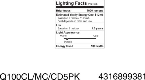 GE Halogen Light Bulb, Specialty T Type Light Bulb, 100 Watt, Clear Finish, Candelabra Base (1 Pack)