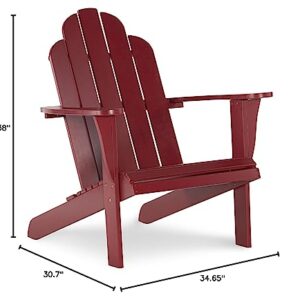 Linon Red Adirondack Chair, 30.4" W x 37.6" D x 37.8" H