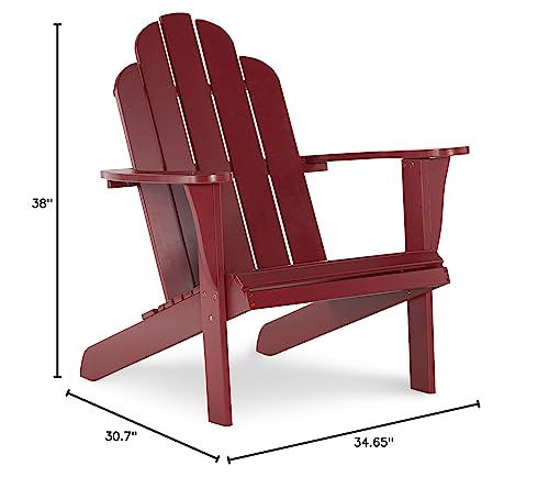 Linon Red Adirondack Chair, 30.4" W x 37.6" D x 37.8" H