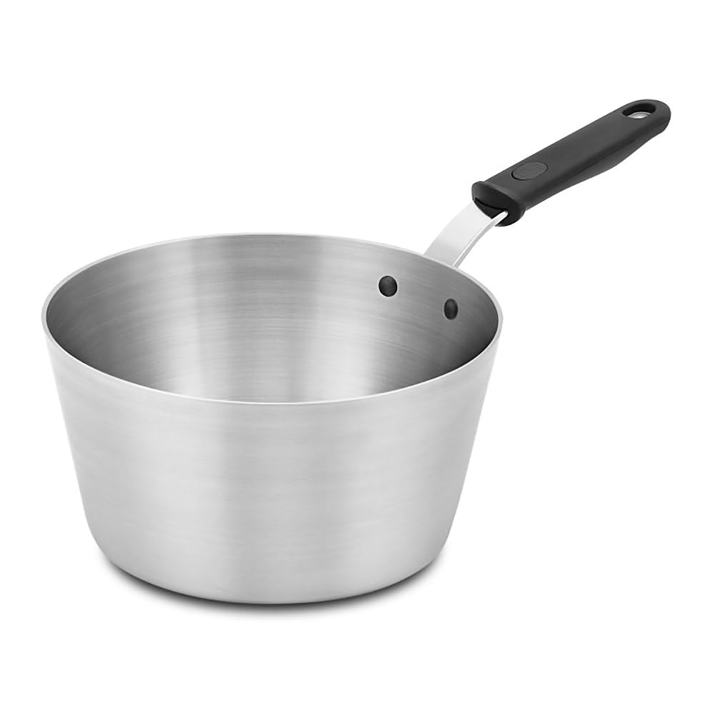 Tapered Nat. Finish Aluminum 5.5 qt Sauce Pan w/TriVent Handle