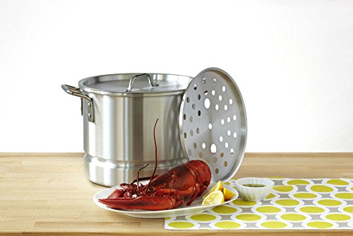 IMUSA USA Aluminum Tamale and Steamer Steamer Pot 20-Quart, Silver