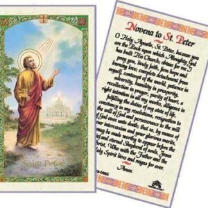 WJ Hirten E24-518 Laminated Holy Card Novena To Saint Peter